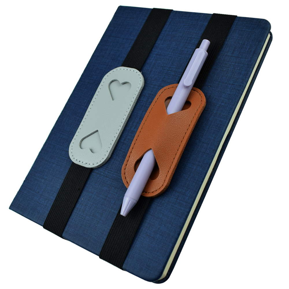 Leather Work Notebook - Elastic PU Leather Pen Holder Band