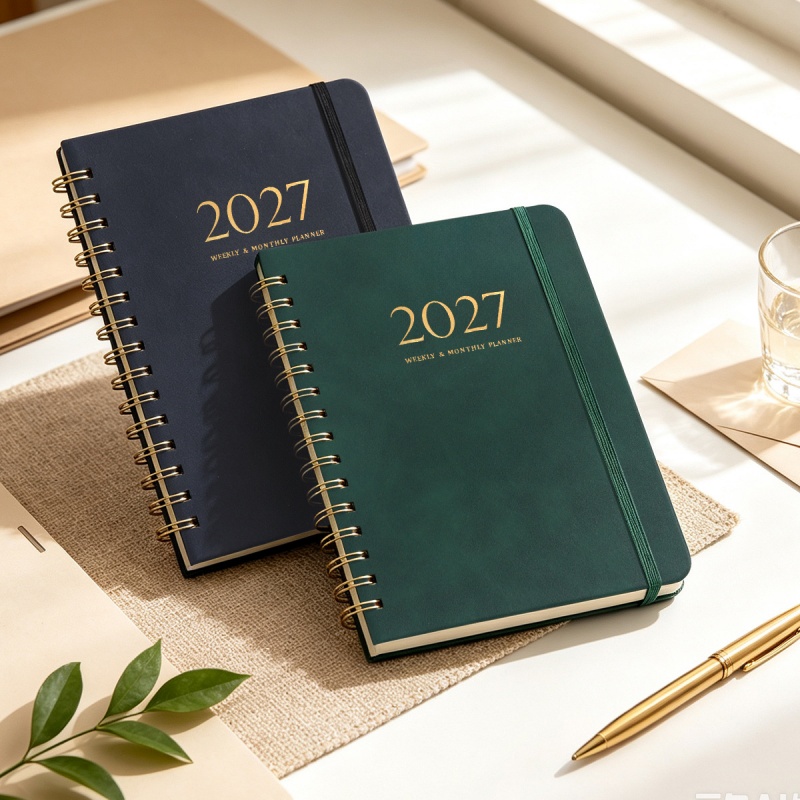 Leather Work Notebook - A5 PU Leather 2027 Weekly Monthly