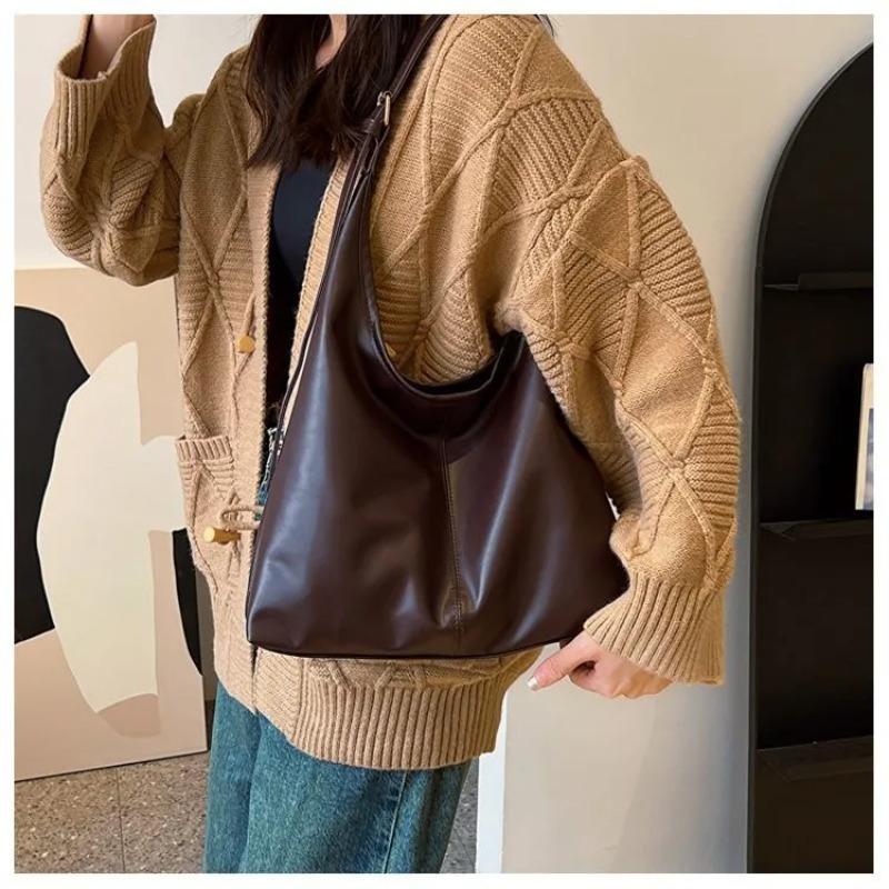 Leather Work Bag Women - Vintage Hobo Tote Bag for Women