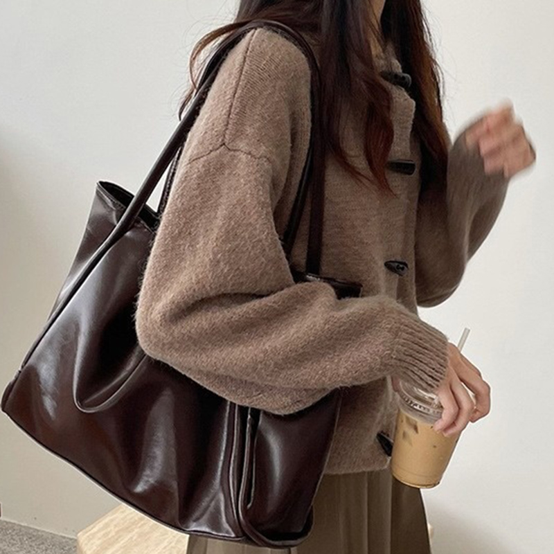 Leather Work Bag Women - 2026 Women New Vintage Shoulder Bags