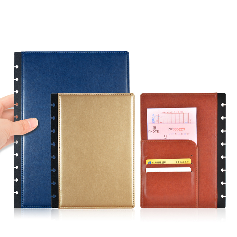 Leather Work Notebook - Loose-leaf Leather Cover Mushroom Hole Notebook