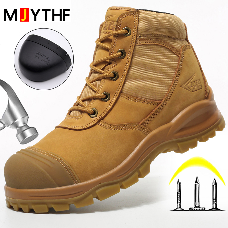 Leather Work Fabric - Genuine Leather Men's Boots Safety Shoes