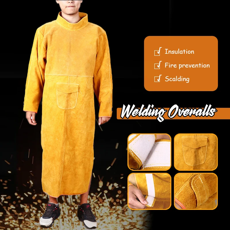 Leatherwork Apron - Cowhide Leather Anti-scalding Work Safety Apron