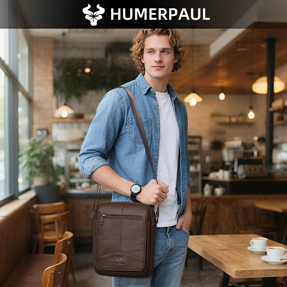 HUMERPAUL Genuine Leather Cros - Leather Work Bag Men ulasan dan harga