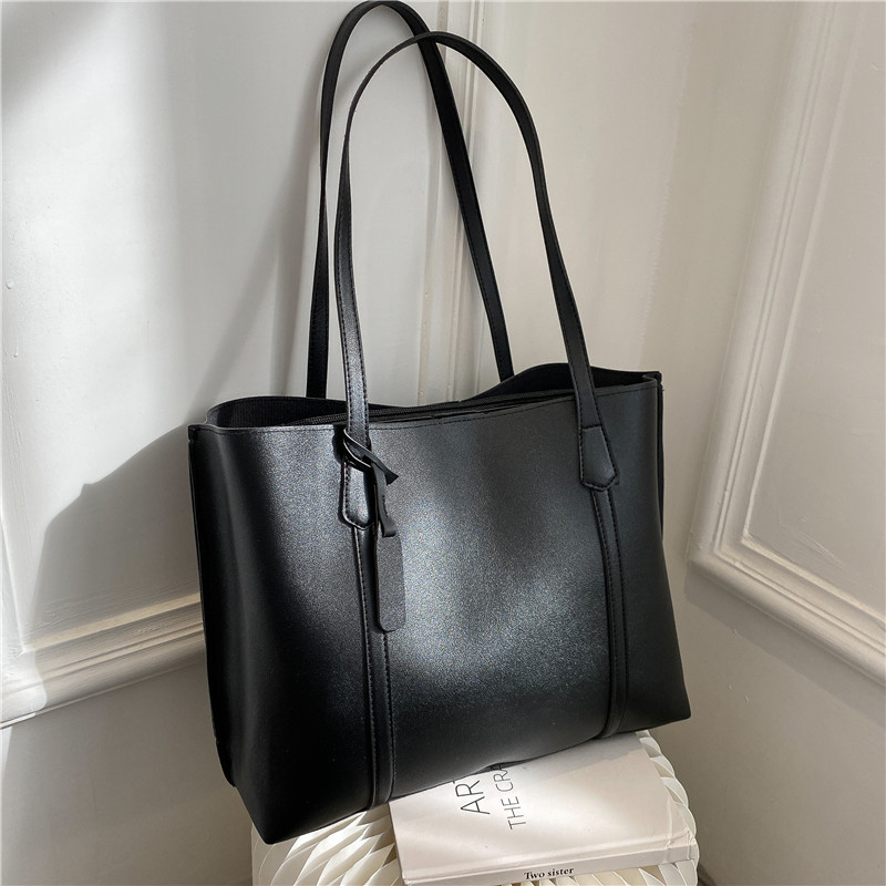 Classic Black Faux Leather Tot - Leather Work Bag Women ulasan dan harga