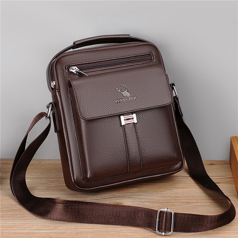 High Quality Men Shoulder Bag  - Leather Work Bag Men ulasan dan harga