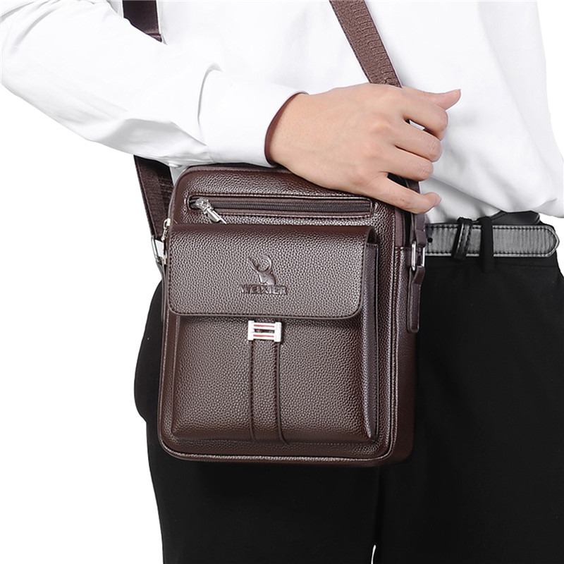 High Quality Men Shoulder Bag  - Leather Work Bag Men ulasan dan harga