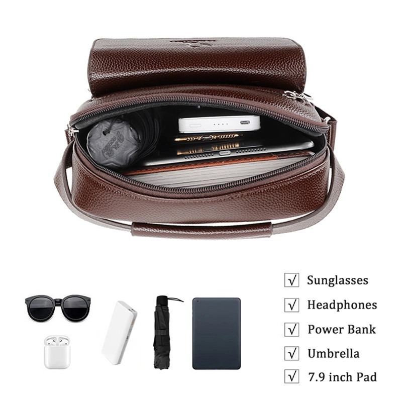 High Quality Men Shoulder Bag  - Leather Work Bag Men ulasan dan harga