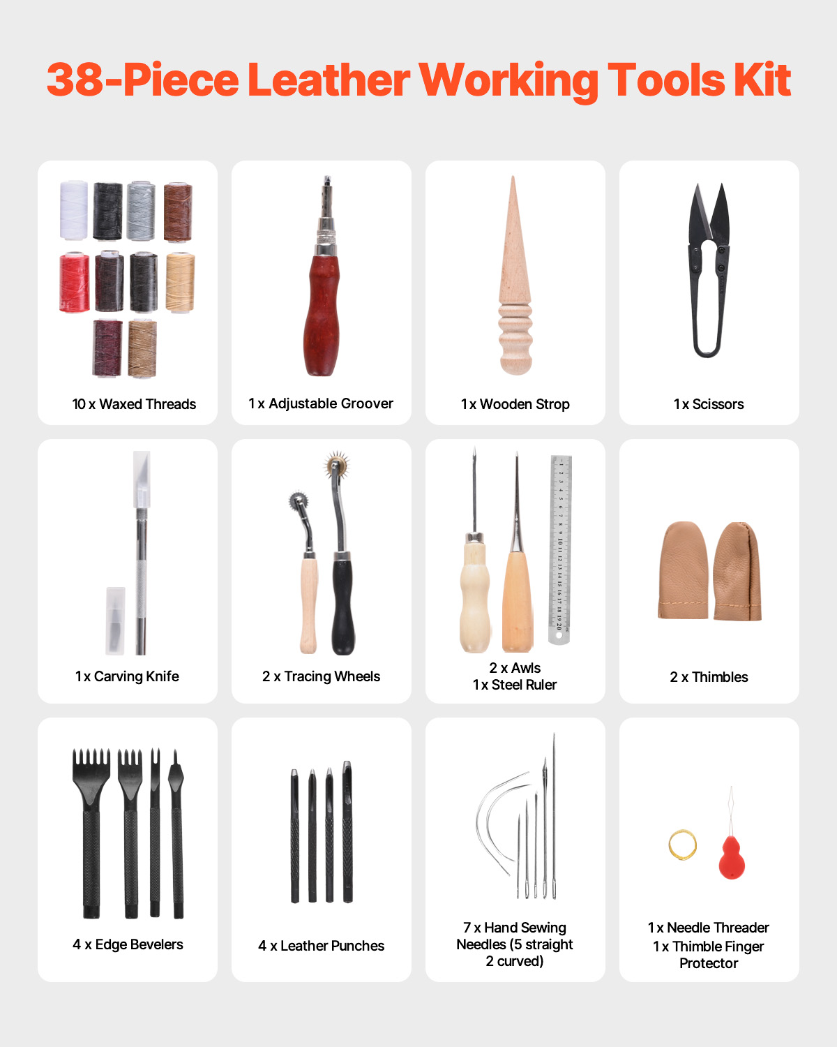 SucceBuy 38/59/61/72/92PCs Lea - Leatherwork Tool Kit ulasan dan harga
