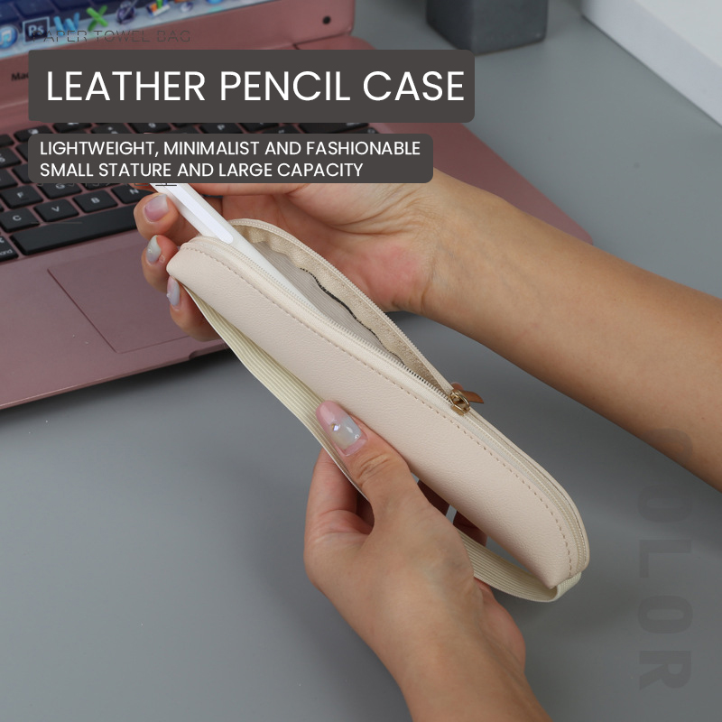 Pu Leather Pen Holder Zippered - Leather Work Notebook ulasan dan harga