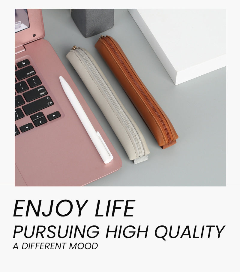 Pu Leather Pen Holder Zippered - Leather Work Notebook ulasan dan harga