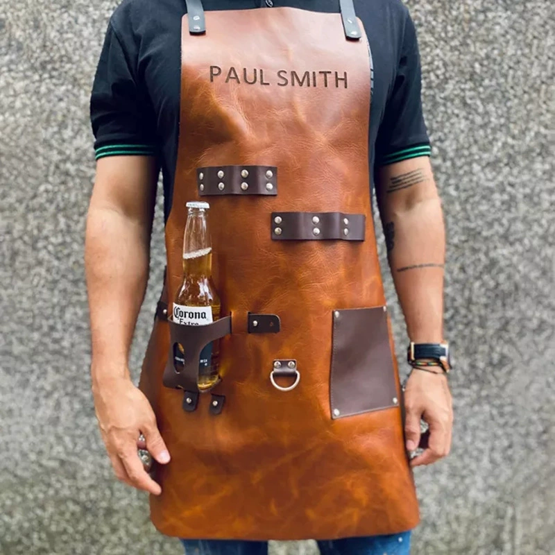 Apron Kitchen Outdoor Barbecue - Leatherwork Apron ulasan dan harga