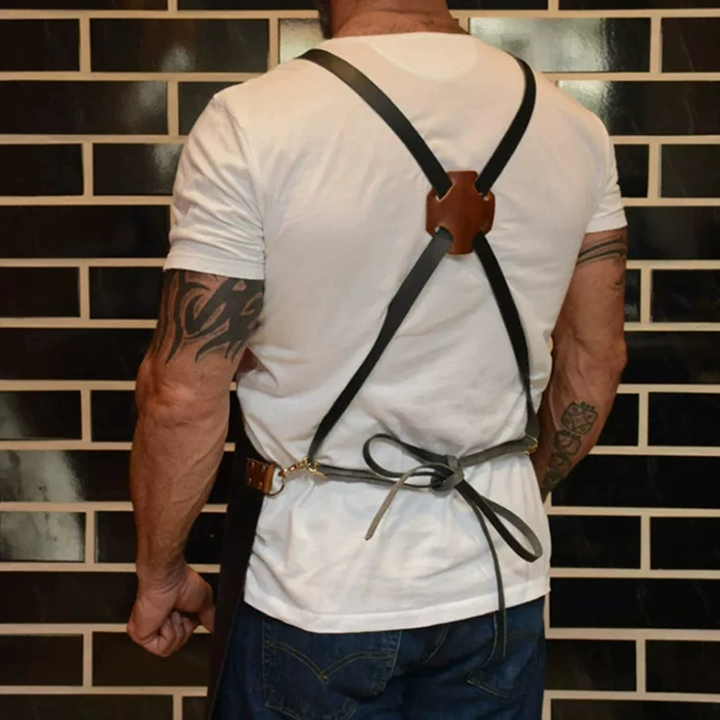 Apron Kitchen Outdoor Barbecue - Leatherwork Apron ulasan dan harga