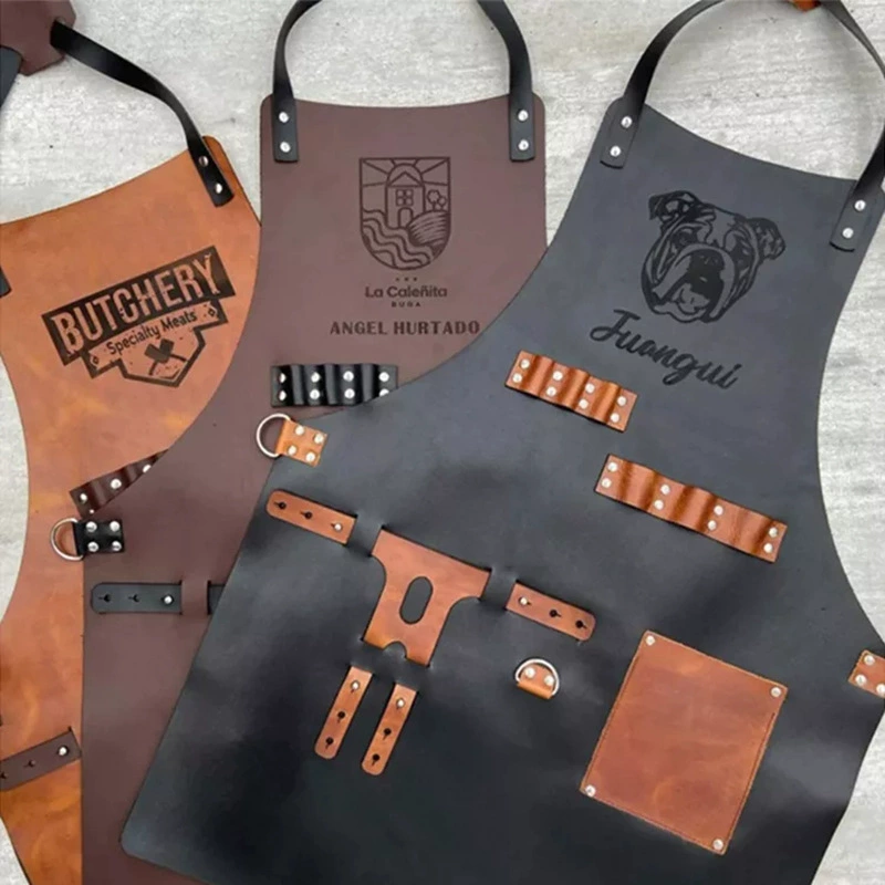 Apron Kitchen Outdoor Barbecue - Leatherwork Apron ulasan dan harga