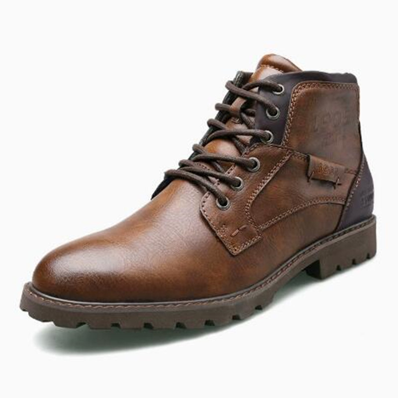 Leather Men Ankle Boots Plus S - Leather Work Fabric ulasan dan harga