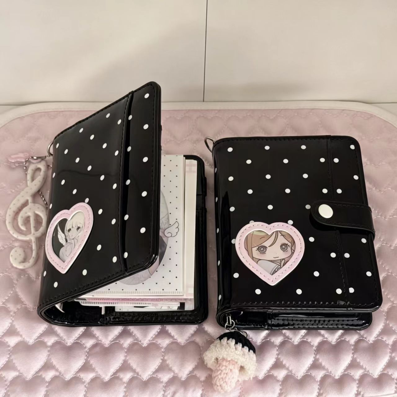 Korean Style Polka Dot Heart M - Leather Work Notebook ulasan dan harga