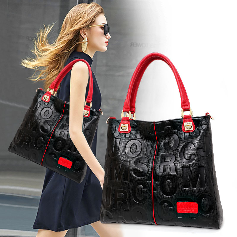 Genuine Cowhide Embossed Lette - Leather Work Bag Women ulasan dan harga