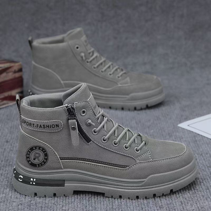 Men Retro High Top Work Boots  - Leather Work Fabric ulasan dan harga