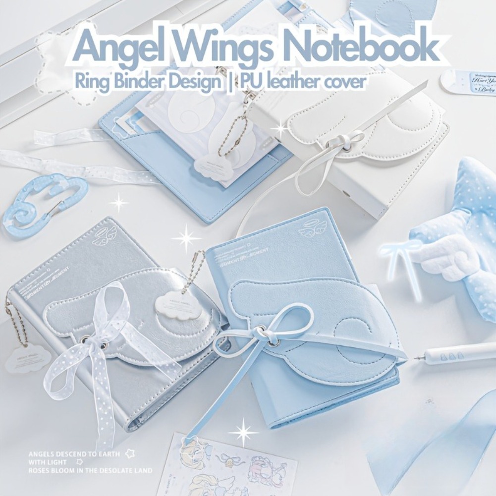 Kawaii Angel Wings Notebook A7 - Leather Work Notebook ulasan dan harga