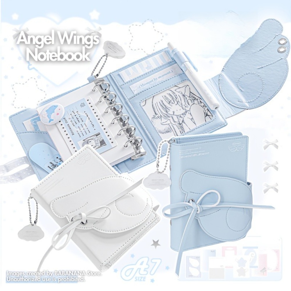 Kawaii Angel Wings Notebook A7 - Leather Work Notebook ulasan dan harga