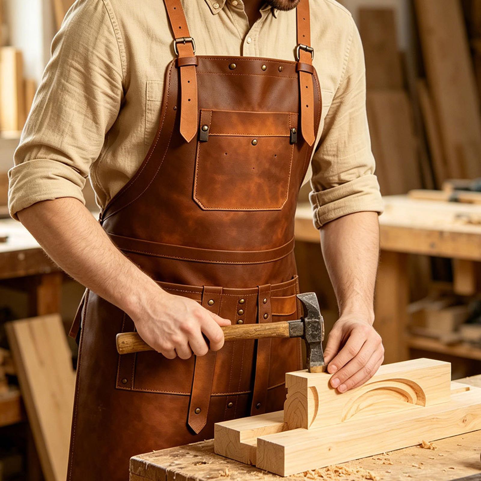 Leather Apron with Multiple Po - Leatherwork Apron ulasan dan harga