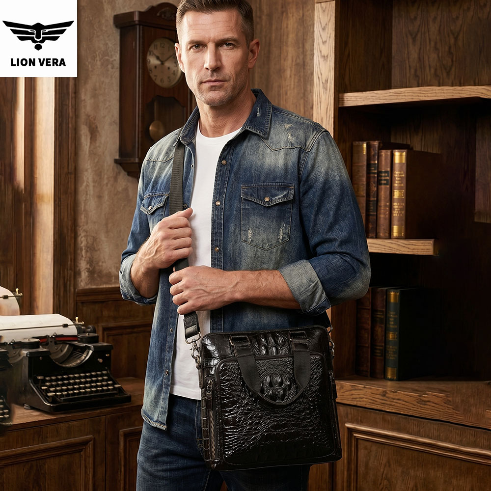 LION VERA Men's Genuine Leathe - Leather Work Bag Men ulasan dan harga