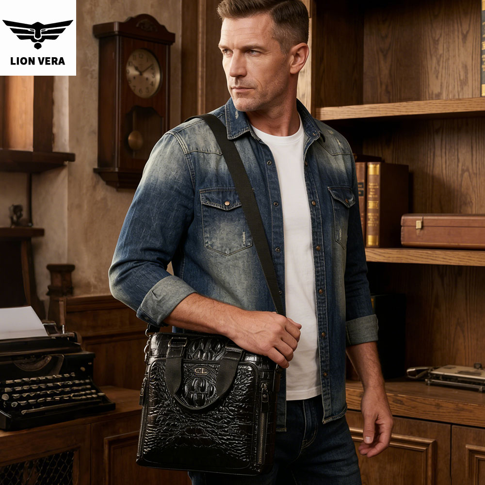 LION VERA Men's Genuine Leathe - Leather Work Bag Men ulasan dan harga