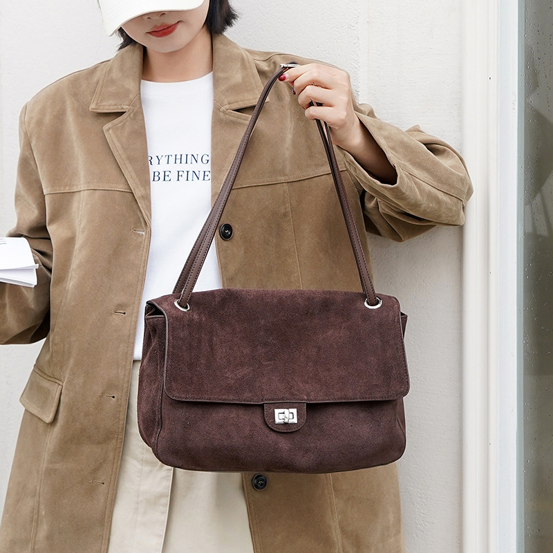 Genuine Suede Leather Underarm - Leather Work Bag Women ulasan dan harga