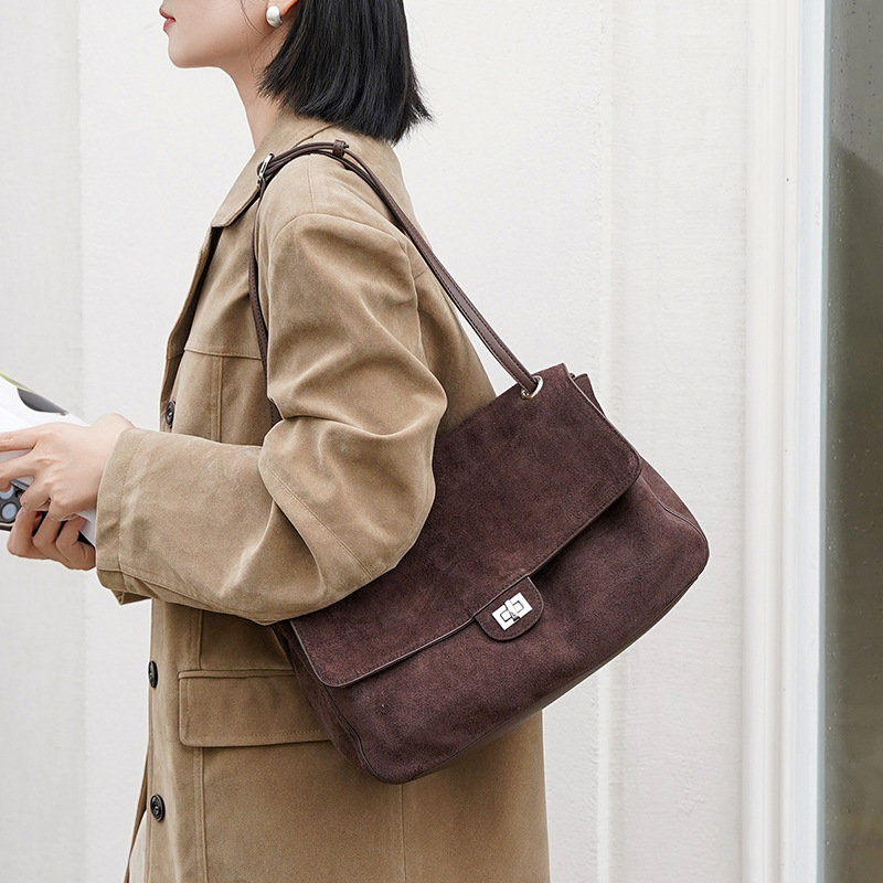 Genuine Suede Leather Underarm - Leather Work Bag Women ulasan dan harga