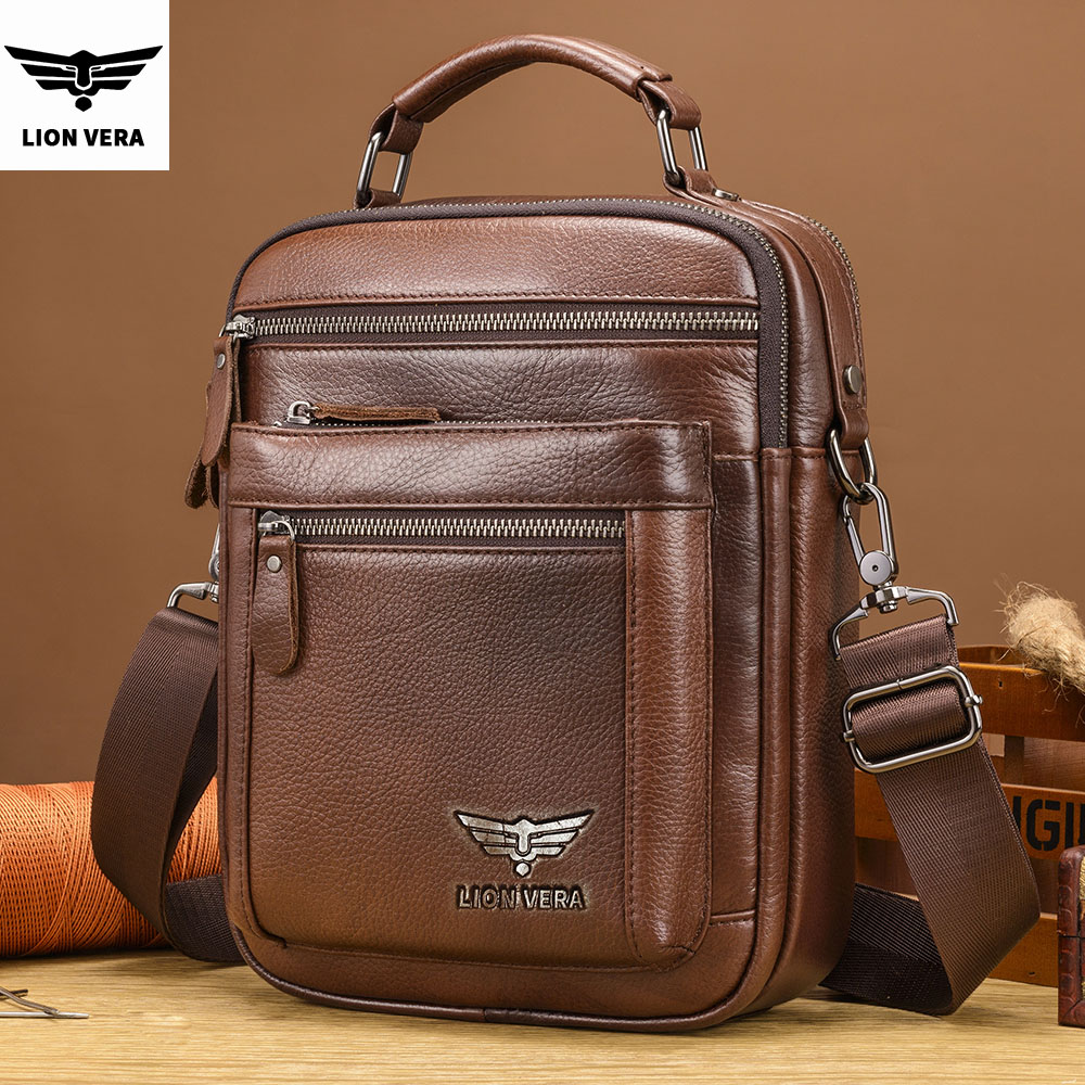 LION VERA Men's Shoulder Bag C - Leather Work Bag Men ulasan dan harga