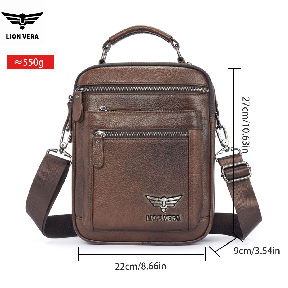 LION VERA Men's Shoulder Bag C - Leather Work Bag Men ulasan dan harga