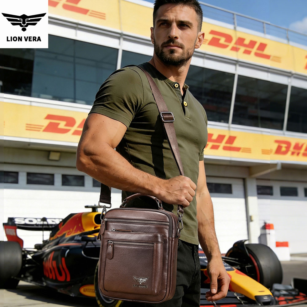 LION VERA Men's Shoulder Bag C - Leather Work Bag Men ulasan dan harga